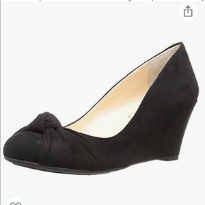 Jessica Simpson Siennah Wedge, Black Microsuede, Sz 7